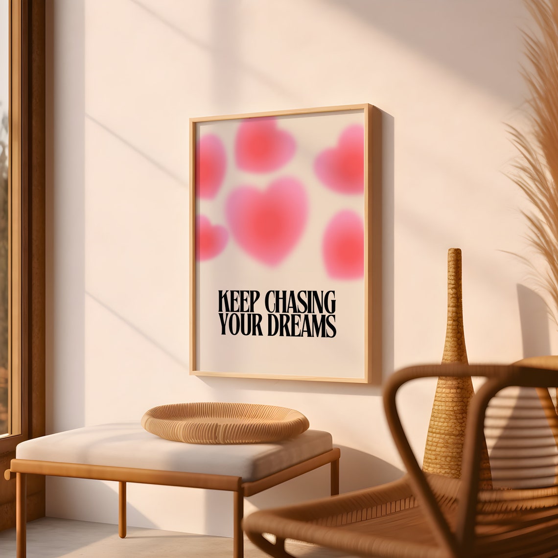 Pink Grainy Gradient Affirmation Poster Trust The Process Retro Aura Poster Spiritual Wall Art Pink Aura Print - Image 2