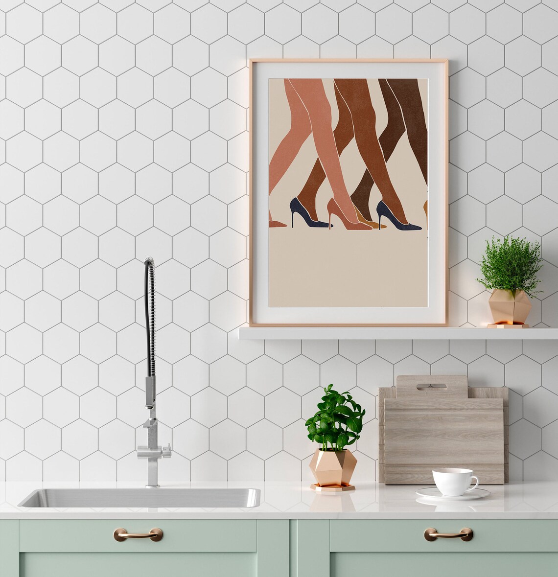 Girl Power Diverse Women Legs in Heels Feminist Illustration Poster