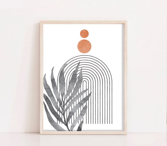Mid Century Modern Rainbow Wall Art Print Neutral Wall Art Abstract Art Print Boho Decor Instant Minimalist Print