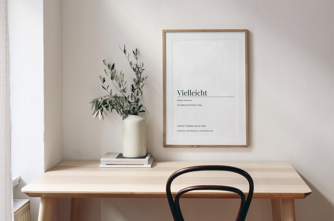 Vielleicht Funny German Word Definition Indecision Art Poster - Image 2
