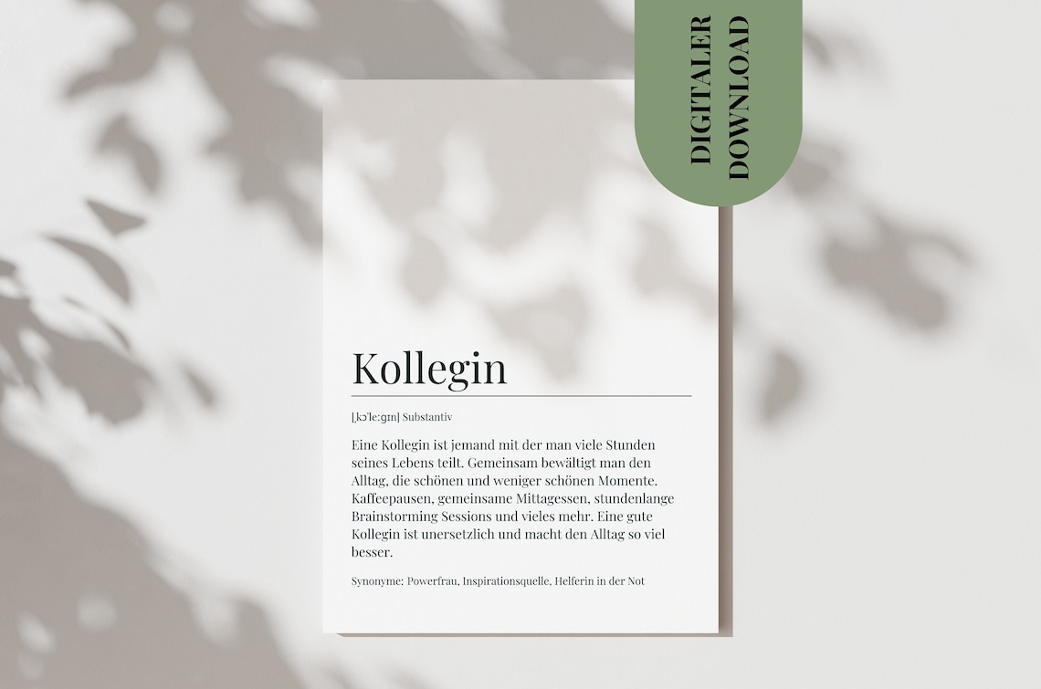 Colleague Definition Card, Thank You Farewell Art Print