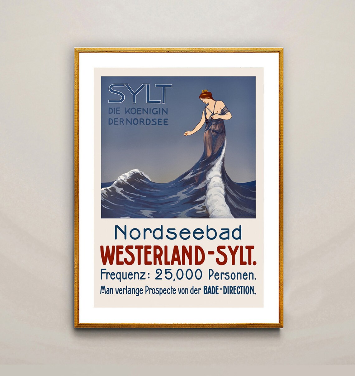 Nordseebad Westerland Sylt Vintage Travel Poster