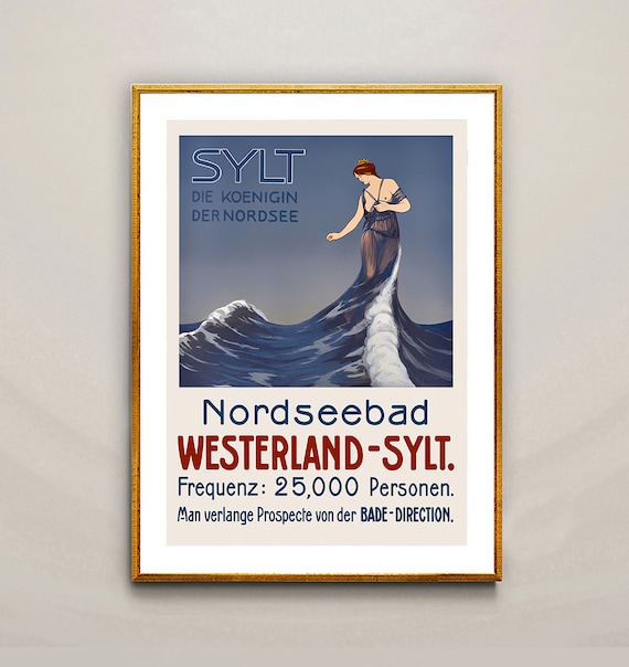 Nordseebad Westerland Sylt Vintage Travel Poster
