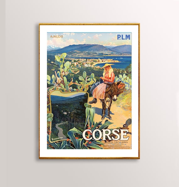 Corse France Vintage Travel Poster, Travel Poster