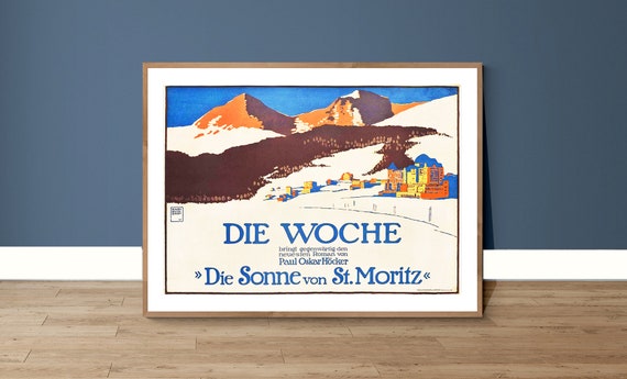 Die Woche Die Sonne Von St Moritz Vintage Ski Poster Poster Paper Or Print Gift Idea Wall Decor