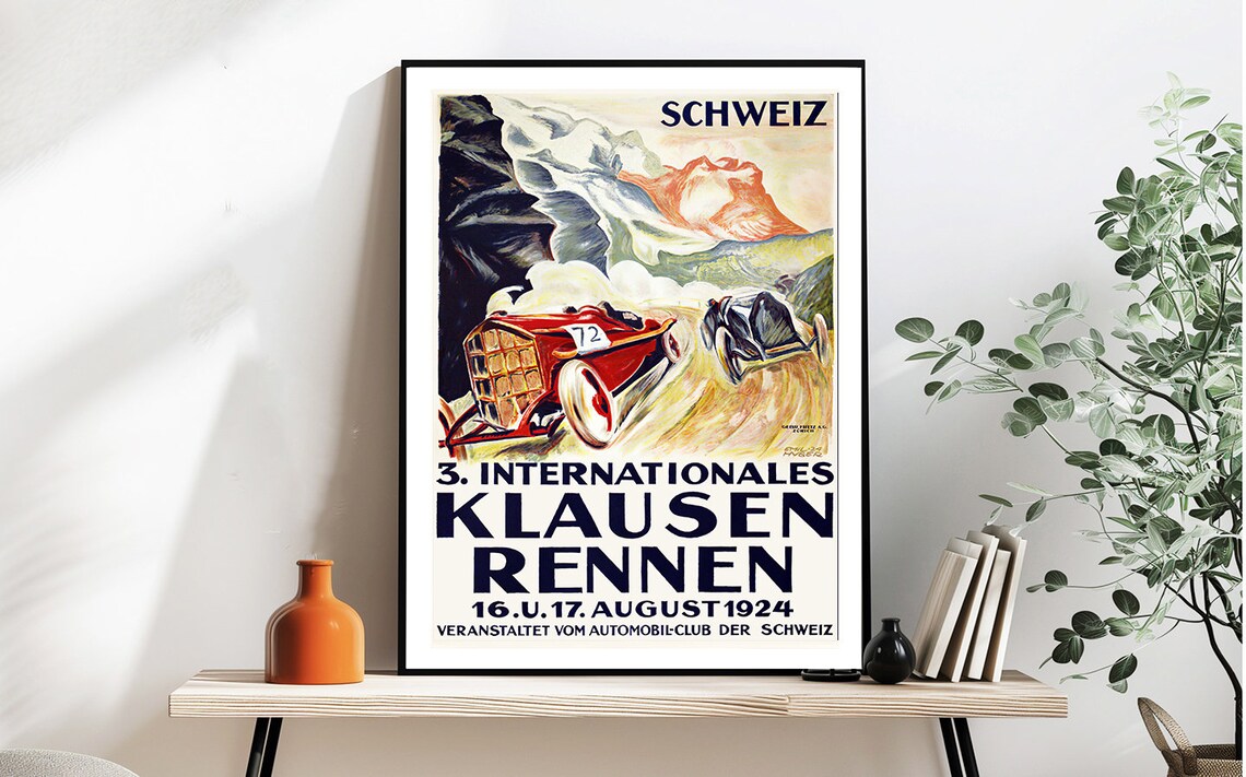 Klausenrennen 1924 Swiss Alpine Hill Climb Vintage Motor Race Poster - Image 2