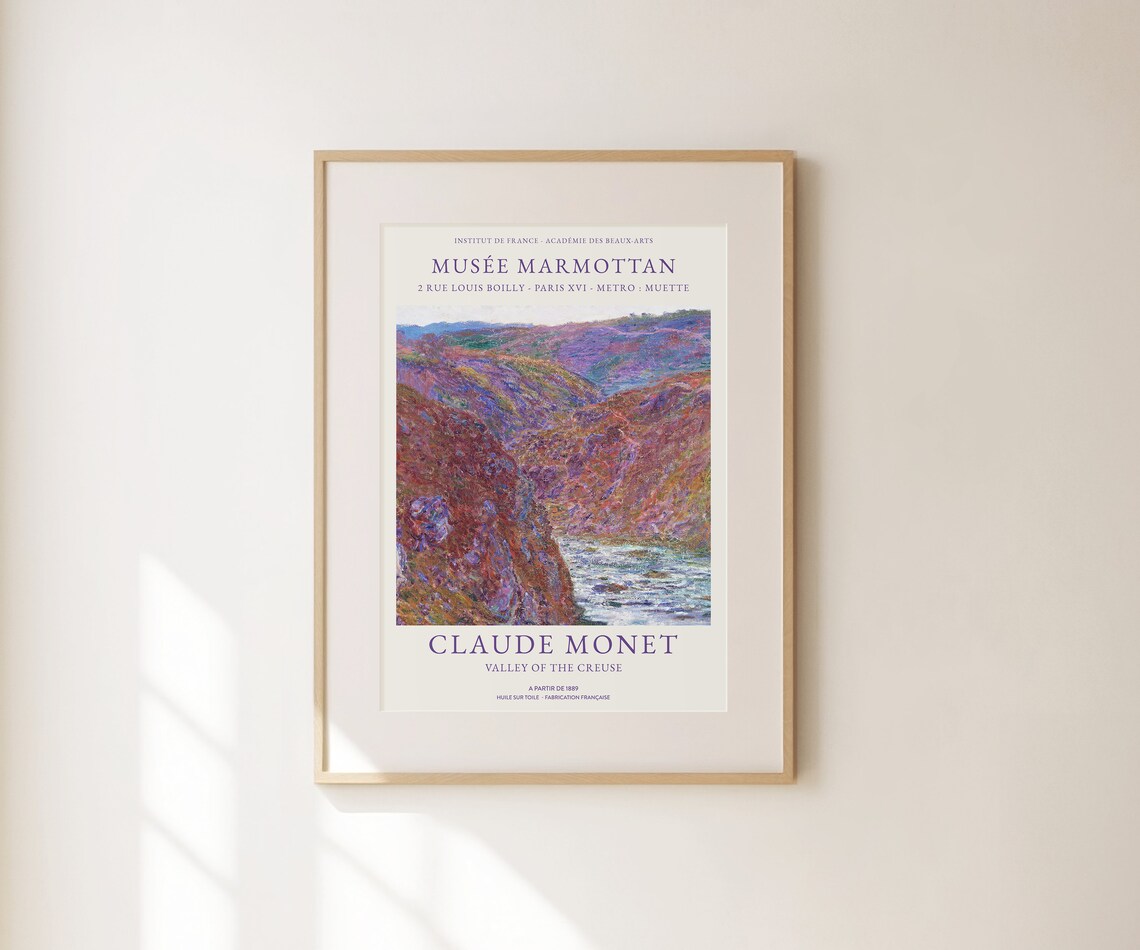 Claude Monet Valley of the Creuse 1889 Purple Gorge River Art Print - Image 2