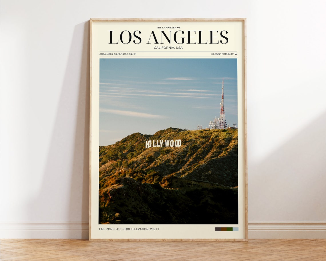 Travel Poster Los Angeles Poster Holywood Wall Art For Living Room Vintage Posters In Los Angeles Print Modern Office Wall Art
