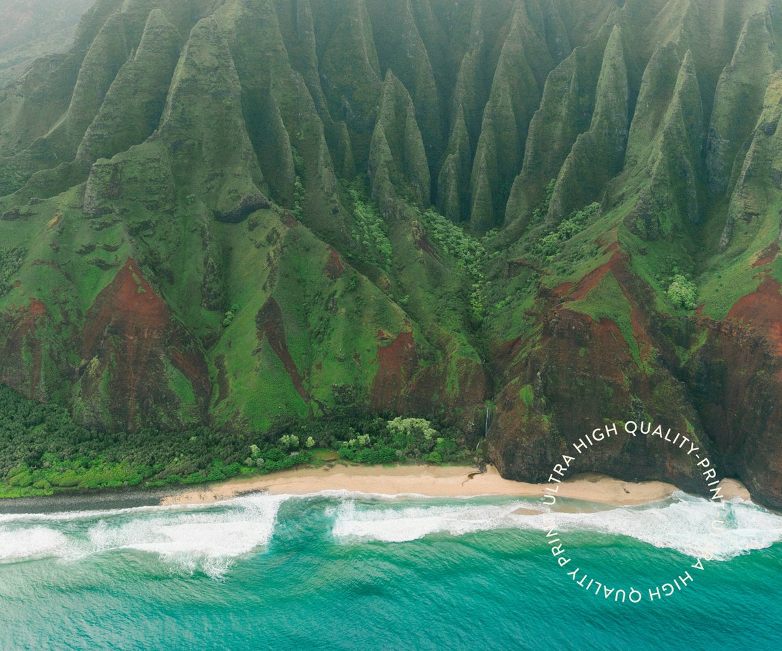 Travel Poster Hawaii Poster Kauai Hill Poster Hawaii Vintage Poster Hawaiian Wall Art For Living Room Modern Island Office Wall Art - Image 5