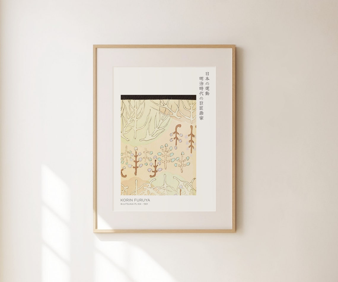Korin Furuya Bijutsukai Trees Japanese Woodblock Pattern Art Poster - Image 2