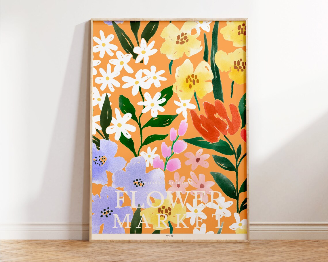 The Flower Market Posters Yellow Flower Wall Art For Living Room Vintage Flower Market Print Botanical Prints Office Wall Art - Image 2