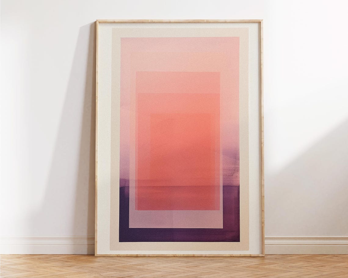 Pink Coral Gradient Abstract Minimalist Geometric Gallery Decor Poster