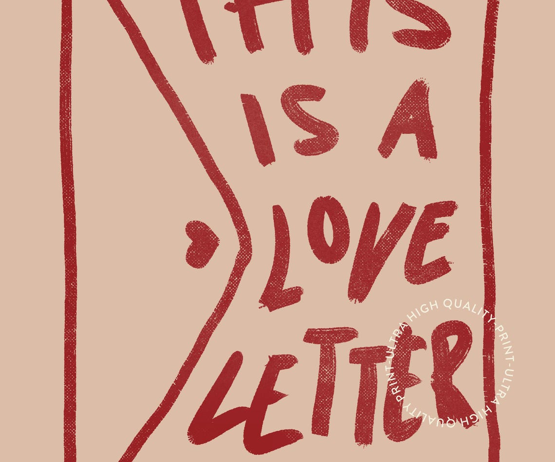 This Is A Love Letter Red Hand Drawn Envelope Peach Valentine Poster - Image 5