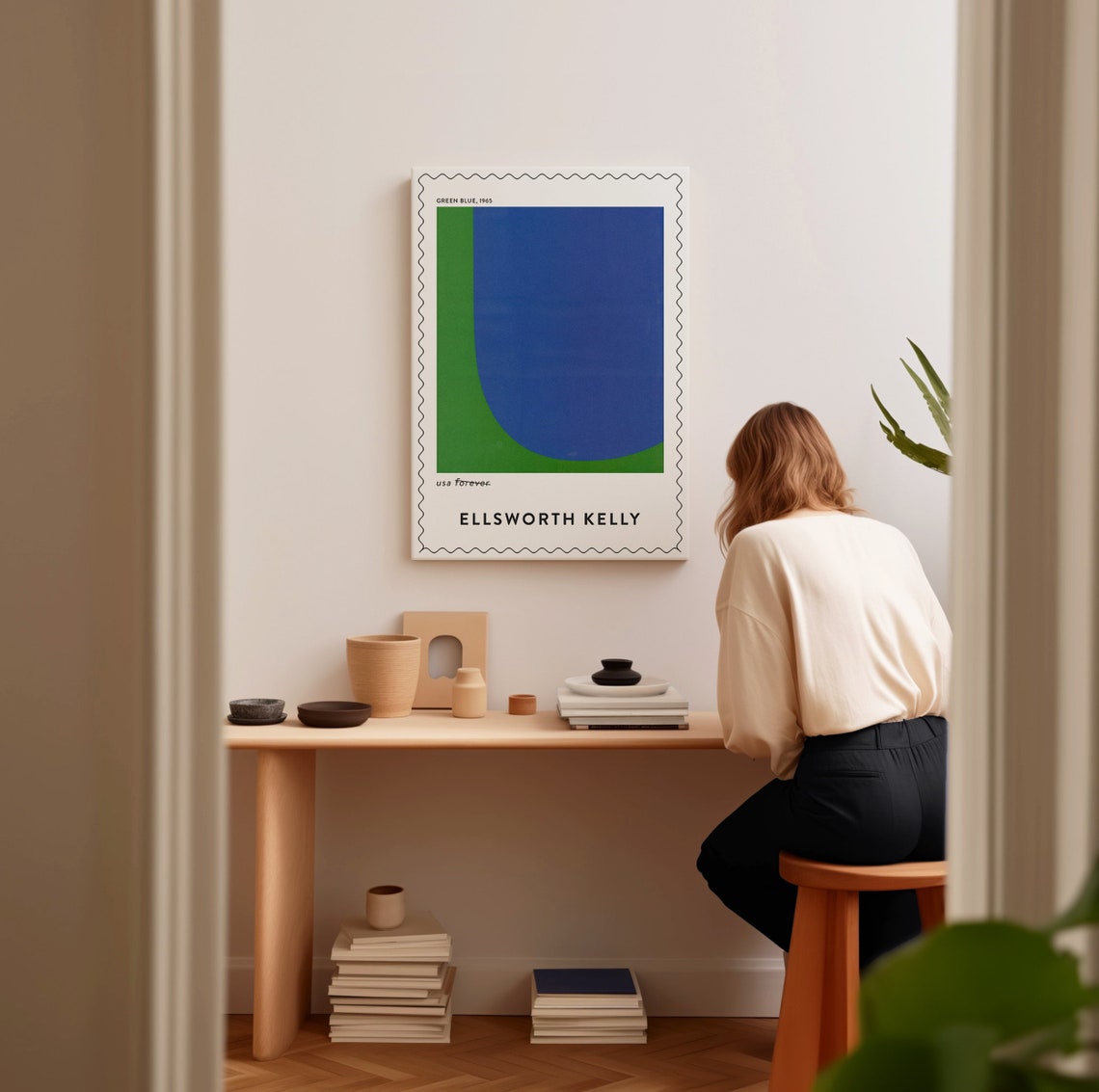 Ellsworth Kelly Green Blue 1965 Minimalist Abstract Stamp Art Print - Image 5