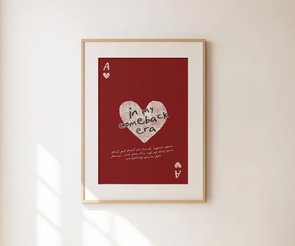 In My Comeback Era Burgundy Ace of Hearts Feminist Quote Poster - Image 4