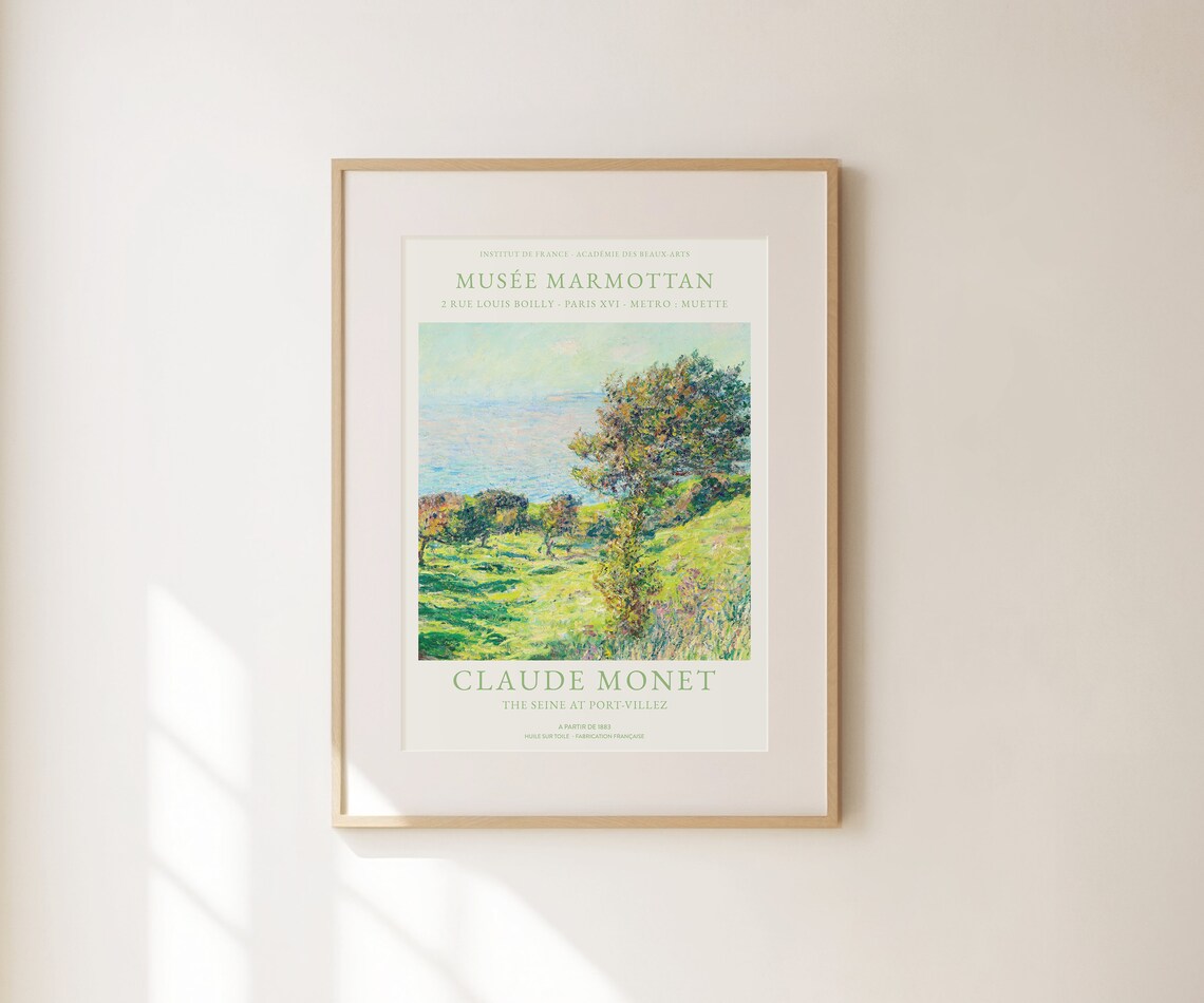 Claude Monet Seine At Port Villez Green Landscape Exhibition Art Poster - Image 2