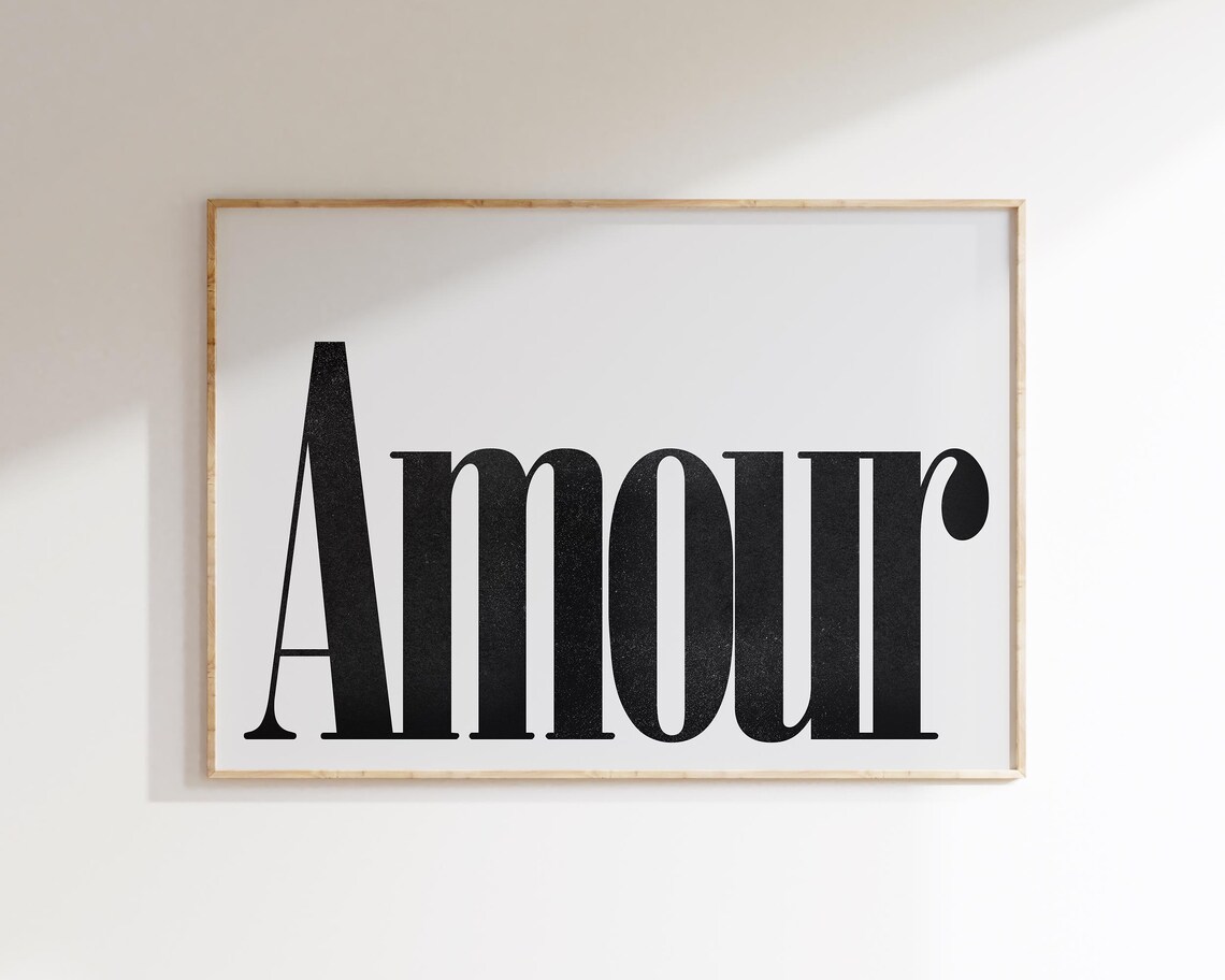Amour Bold Black Serif French Typography Romantic Wall Art Poster - Image 5