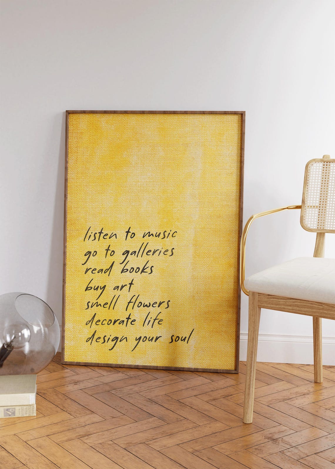 Romanticize Life Handwritten Affirmation List Mustard Yellow Art Print