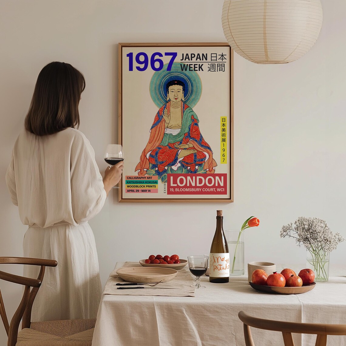 Japanese Buddha 1967 Japan Week London Exhibition Retro Art Poster - Image 2