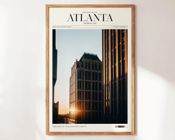 Travel Poster Atlanta Poster Vintage Posters In Atlanta Sunset Print Atlanta Wall Art For Living Room Modern Office Wall Art