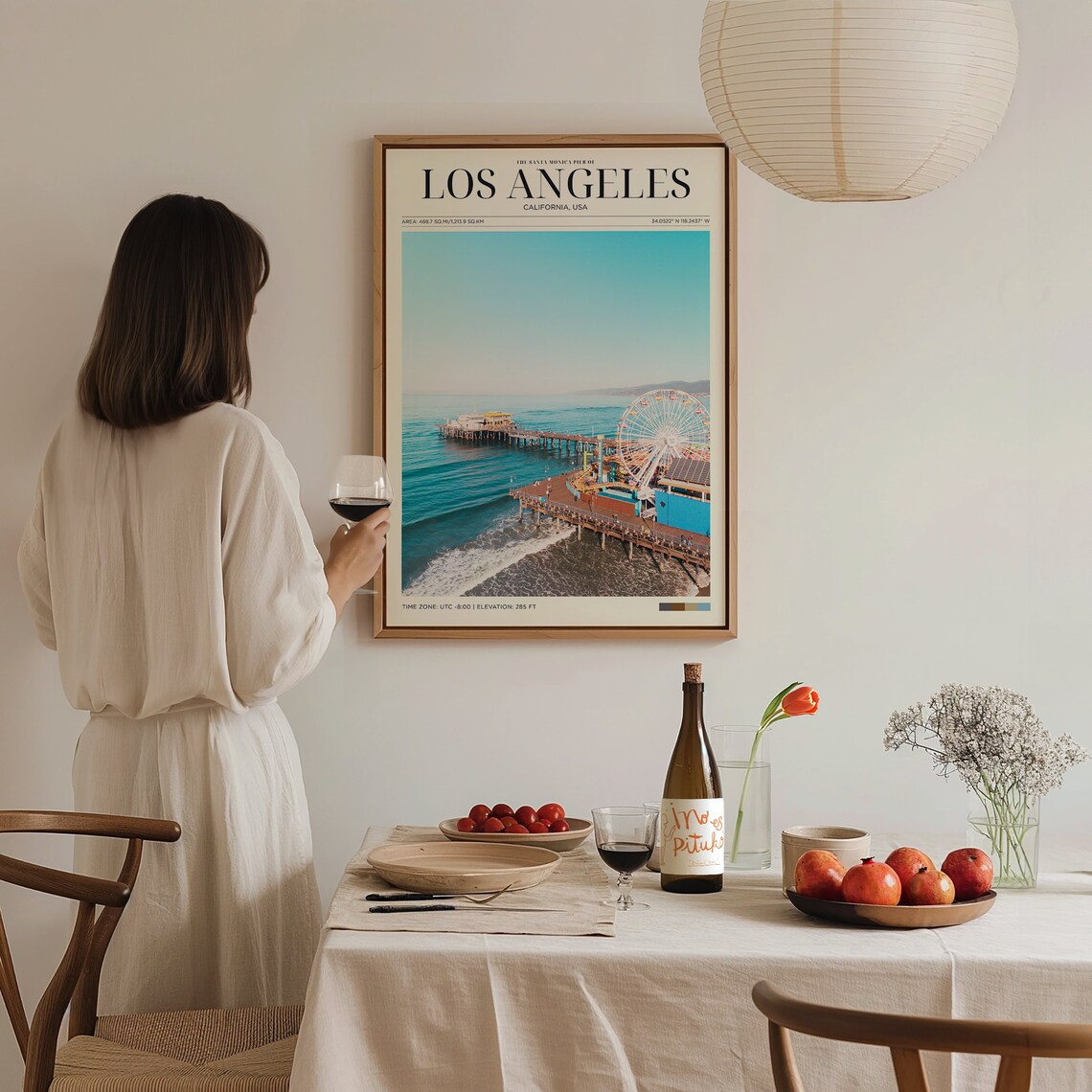 Santa Monica Pier Los Angeles Aerial Ferris Wheel Turquoise Ocean Poster - Image 3