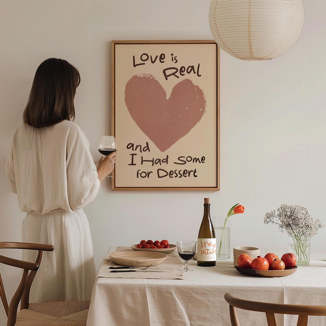 Love Is Real And I Had Some For Dessert Brown Heart Funny Wall Art - Image 3