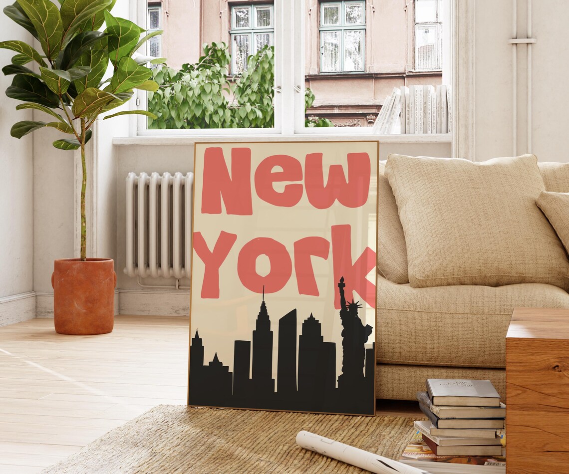 Retro New York Wall Art Trendy Nyc Poster Aesthetic Travel Wall Art For Living Room Or Apartment Decor Cute Travel Poster - Image 3