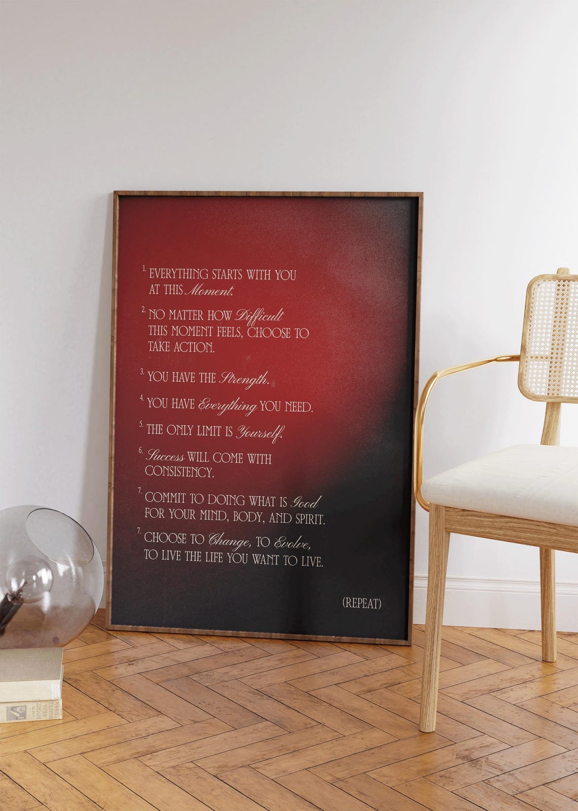 Everything Starts With You Dark Red Affirmation List Self Love Print - Image 3