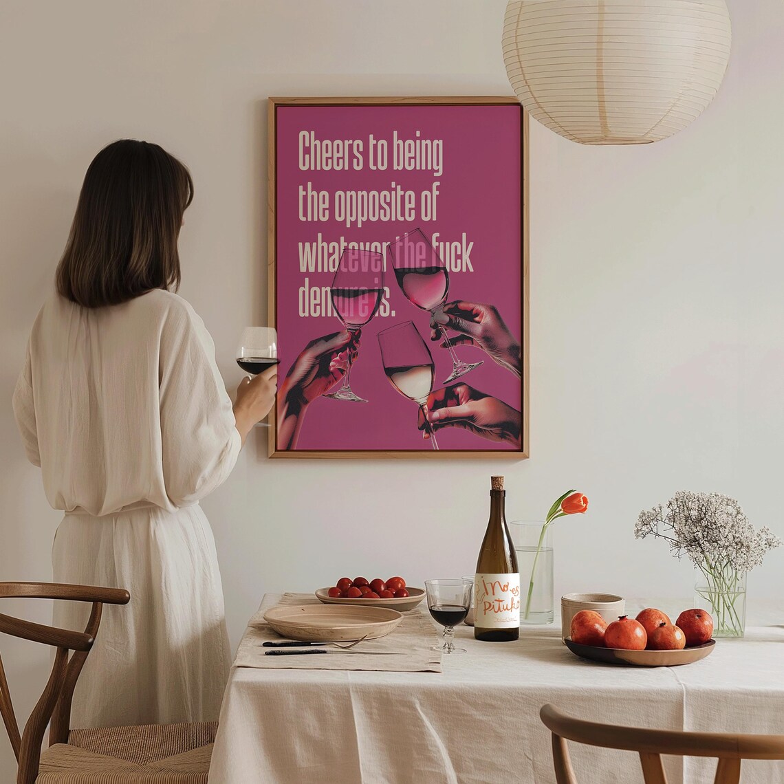 Cheers To Being The Opposite Of Demure Sassy Wine Glass Quote Print - Image 4