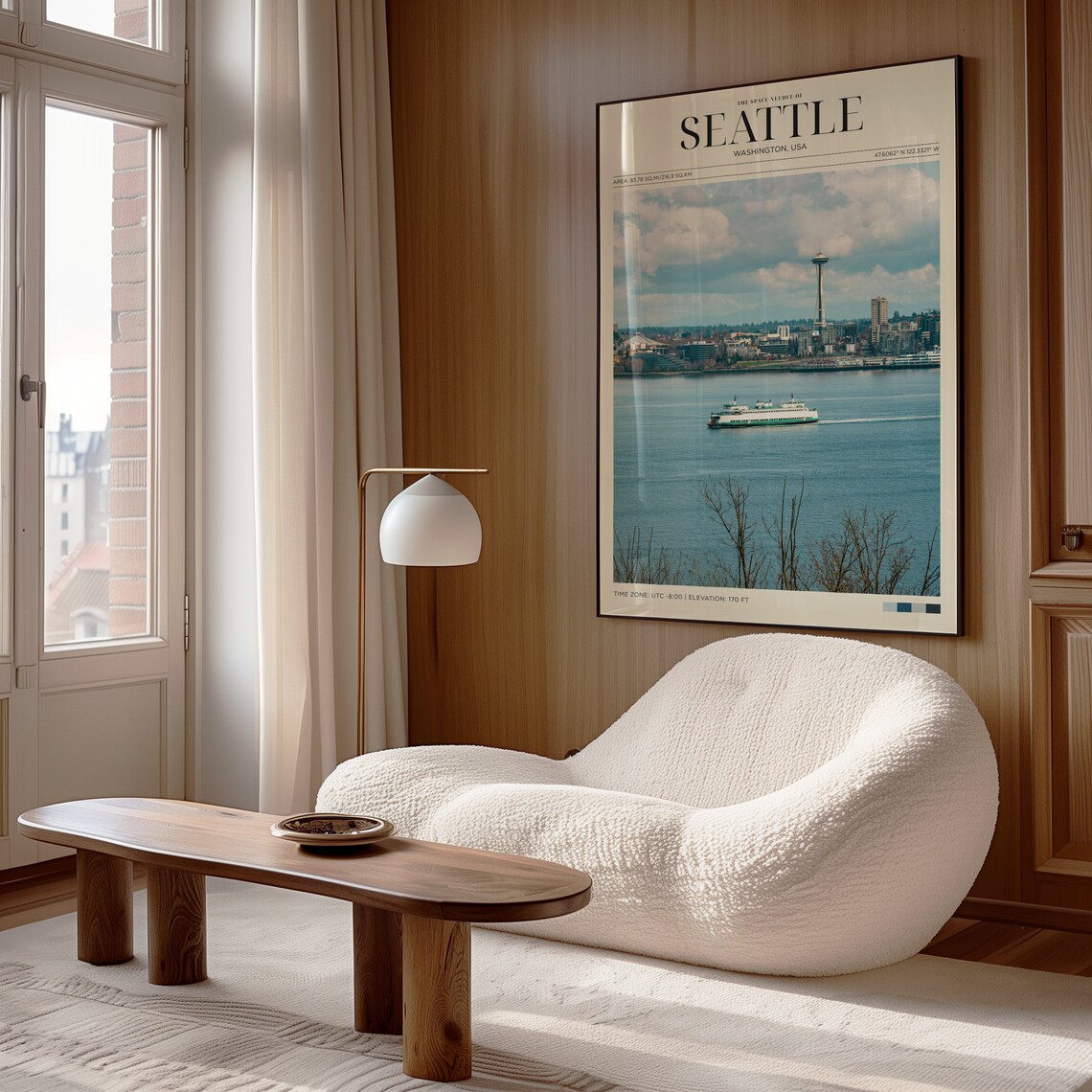 Seattle Washington Space Needle Skyline Ferry Waterfront City Travel Poster - Image 4