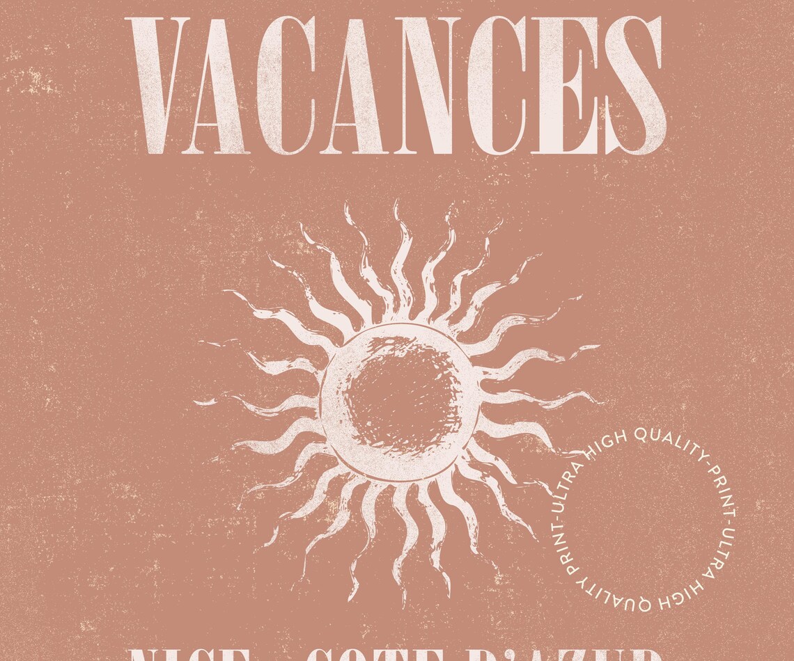 Les Vacances Nice Cote dAzur Vintage French Sun Travel Poster - Image 5