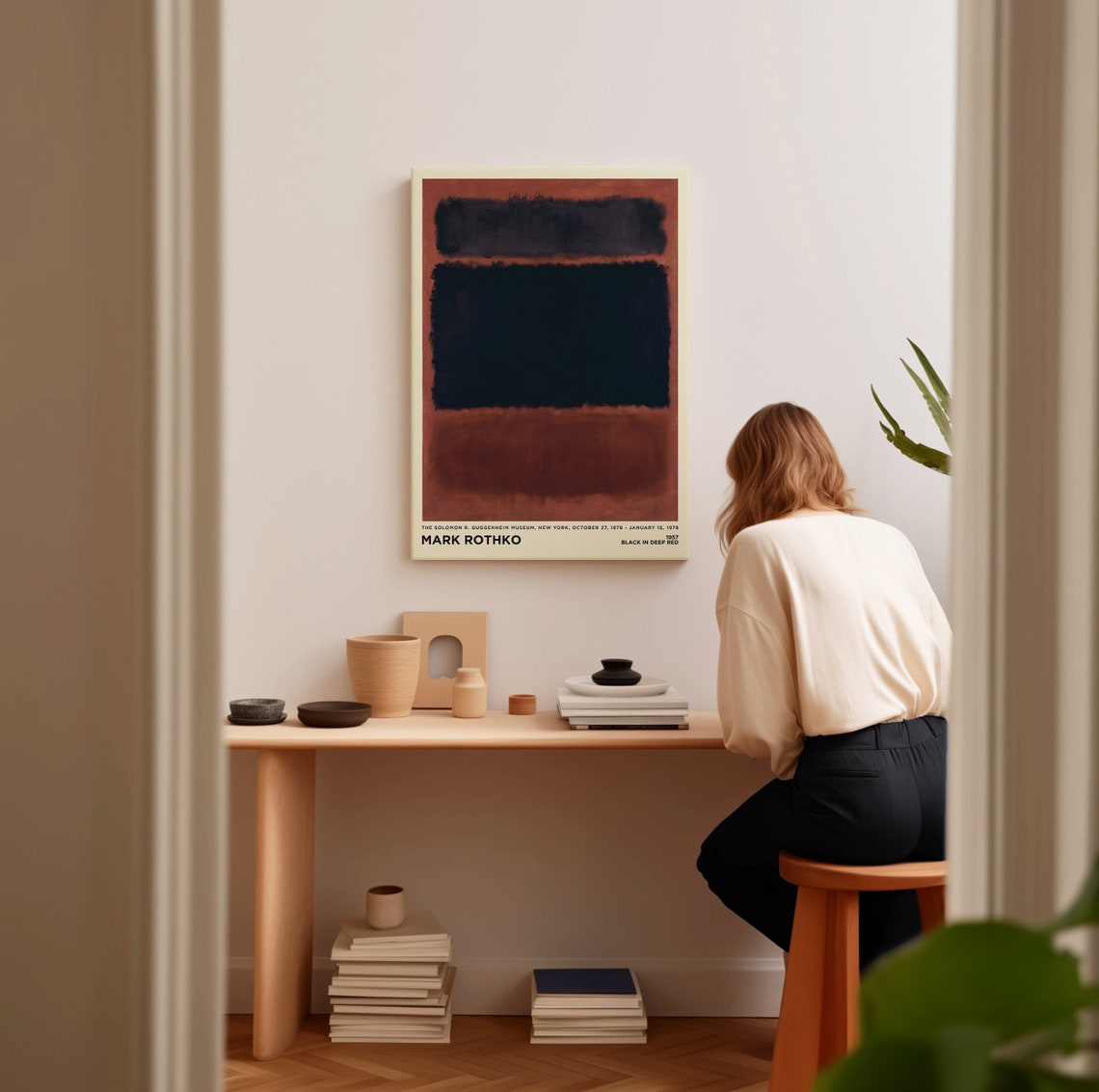 Mark Rothko Black in Deep Red 1957 Dark Abstract Canvas Art Poster - Image 4