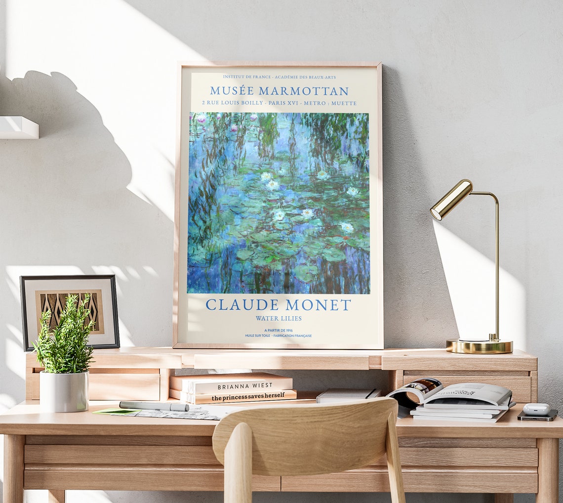 Claude Monet Water Lilies Blue Impressionist Museum Exhibition Poster - Image 4