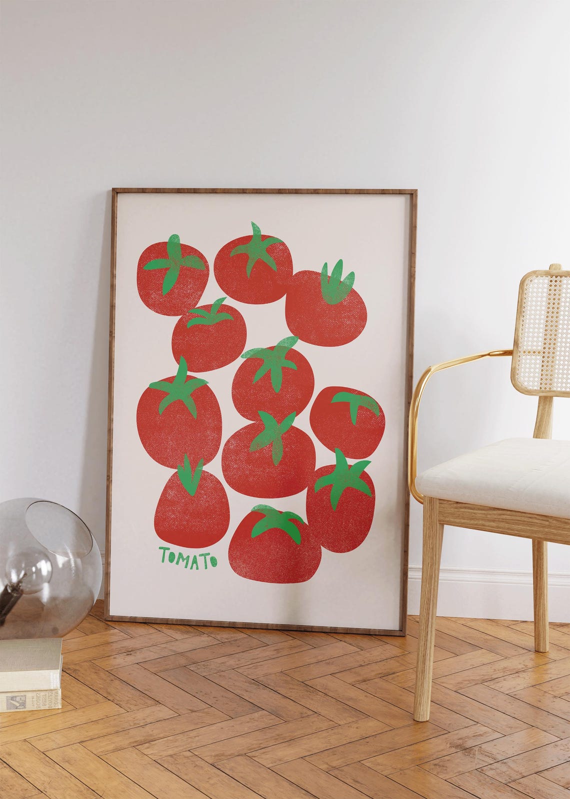 Tomato Retro Fruit Illustration Aesthetic Kitchen Red Pattern Wall Art - Image 2