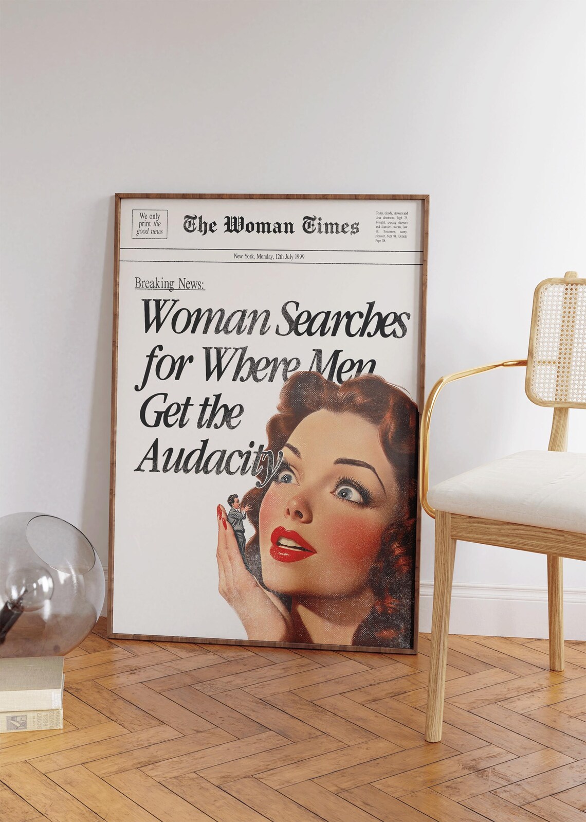 The Woman Times Funny Newspaper Redhead Retro Pin Up Quote Poster - Image 4