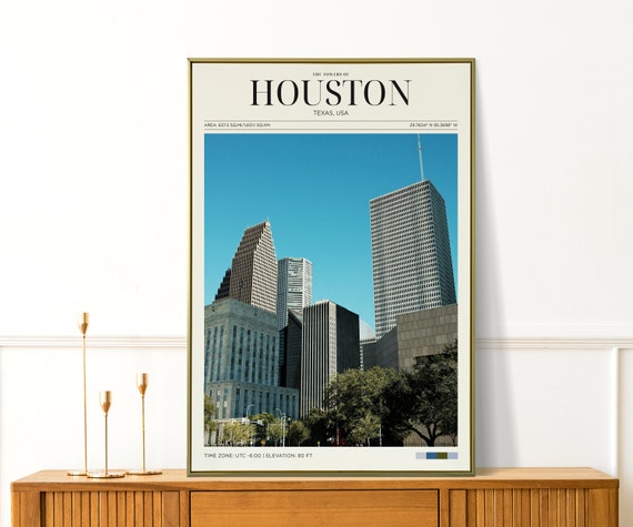 Travel Poster Houston Towers Poster Vintage Posters In Houston Print Houston Wall Art For Living Room Modern Office Cities Wall Art