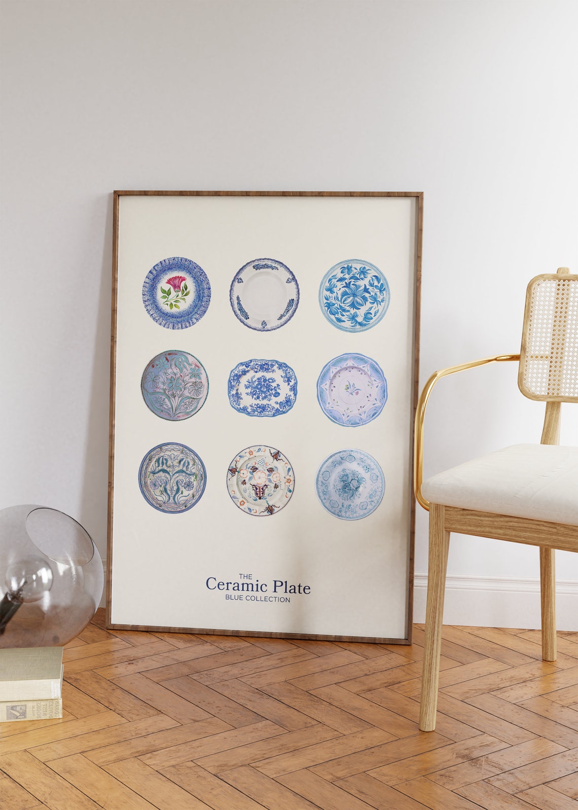 Blue Ceramic Plates Collection Vintage Kitchen Wall Decor Art Poster - Image 4