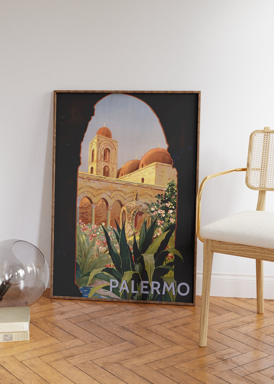 Palermo Sicily Italy Vintage Travel Poster Red Domes Garden Wall Art - Image 2