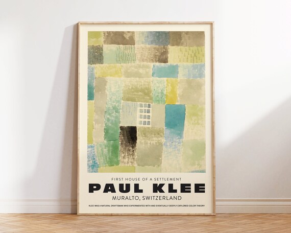 Paul Klee First House Of A Settlement Green Abstract Grid Exhibition Art Print