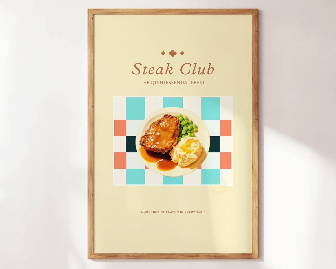 Steak Club Quintessential Feast Retro Dinner Plate Kitchen Art Print