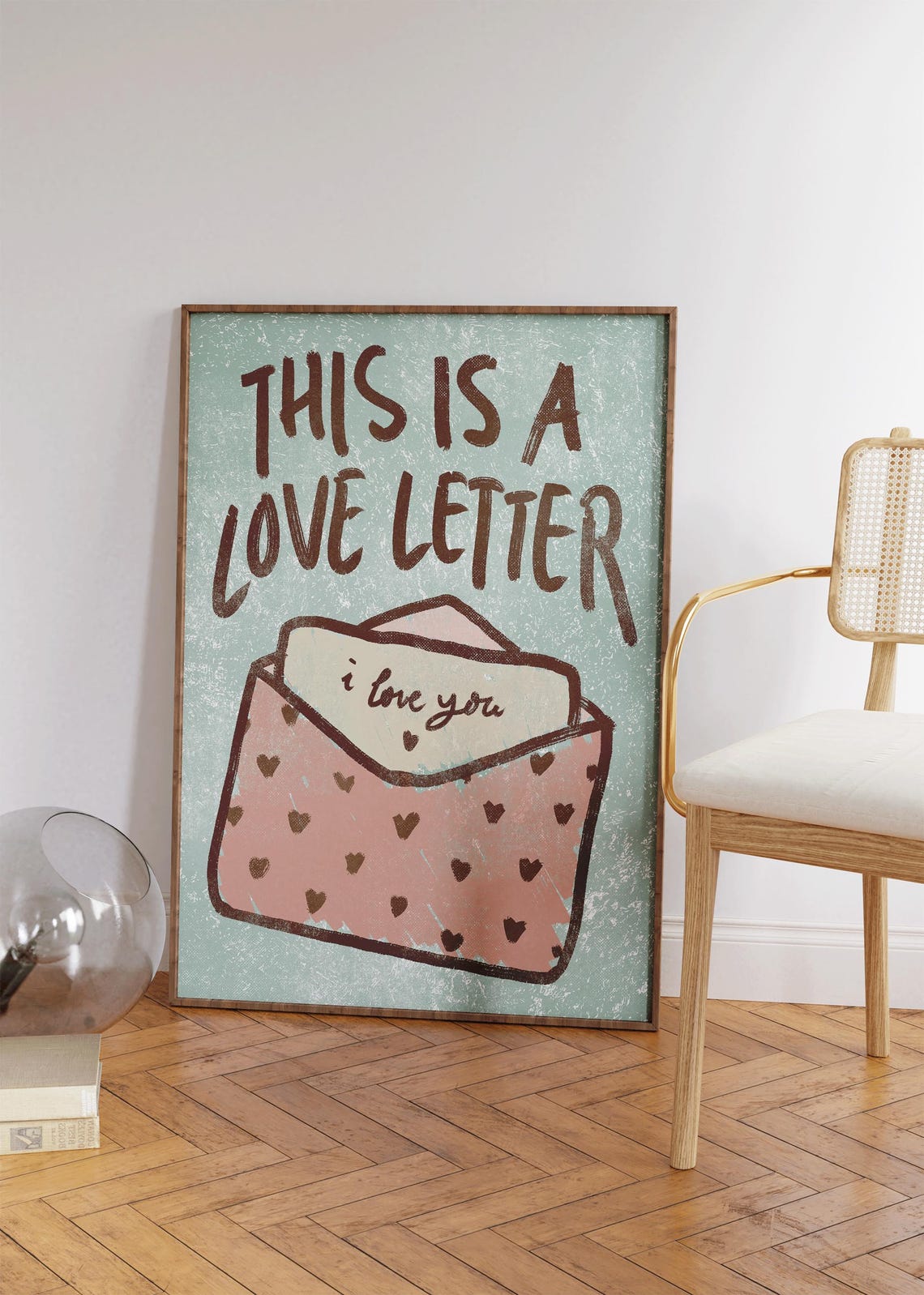 This Is A Love Letter Mint Heart Envelope Illustrated Valentine Poster