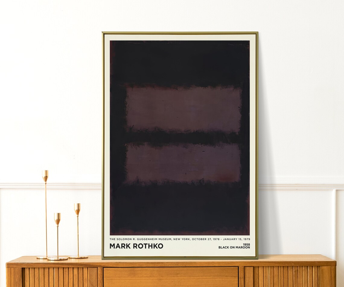 Mark Rothko Black On Maroon 1958 Dark Moody Color Field Art Poster