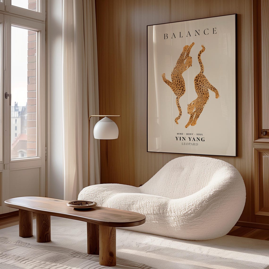 Balance Yin Yang Leopard Pair Mind Body Soul Minimalist Wall Art - Image 2