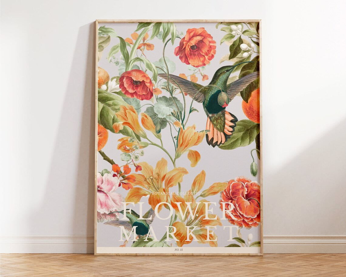 The Flower Market Posters Yellow Flower Wall Art For Living Room Vintage Flower Market Print Botanical Prints Office Wall Art