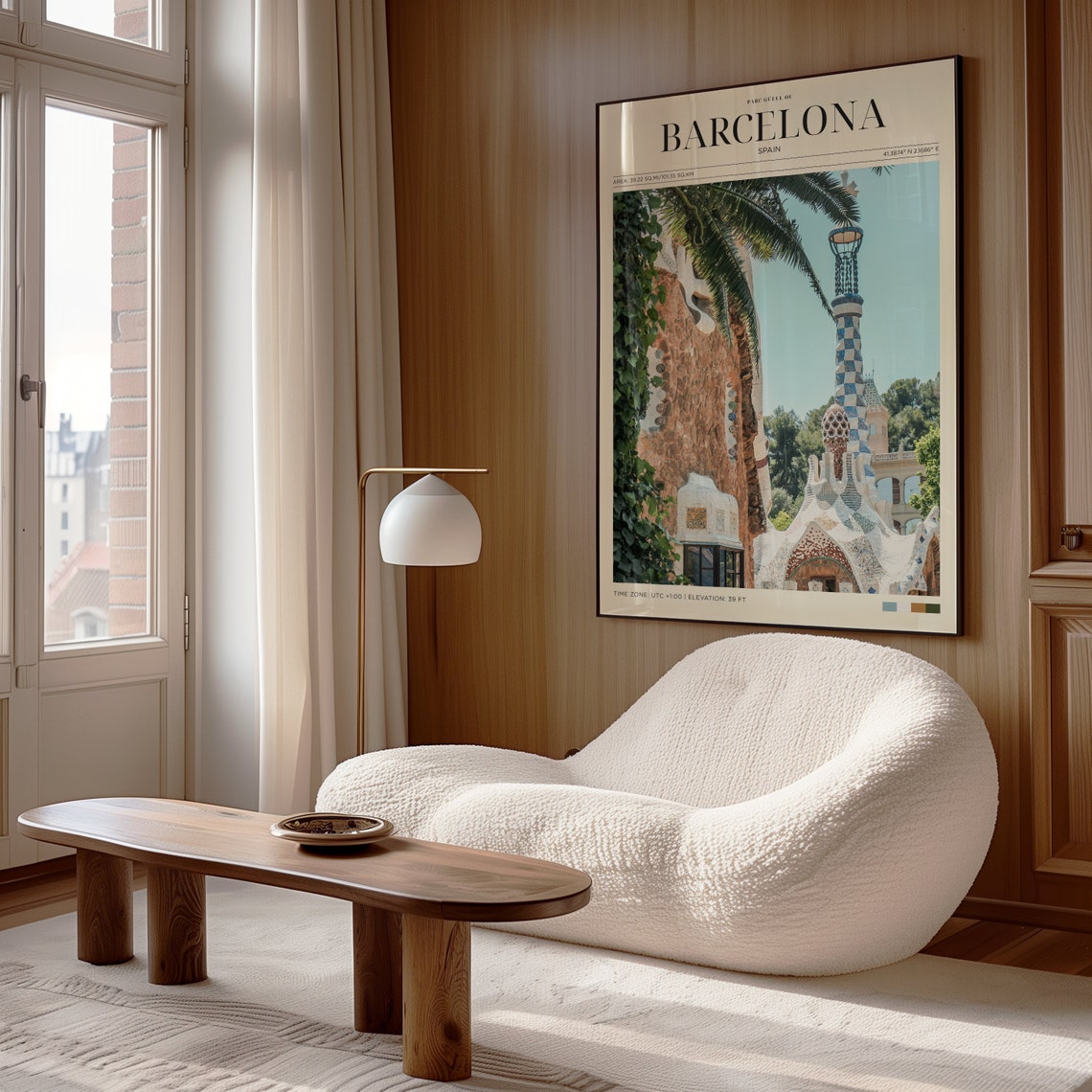 Travel Poster Barcelona Park Guell Poster Barcelona Poster Vintage Spain Poster Nature Landscape Wall Art For Living Room Modern Island - Image 4