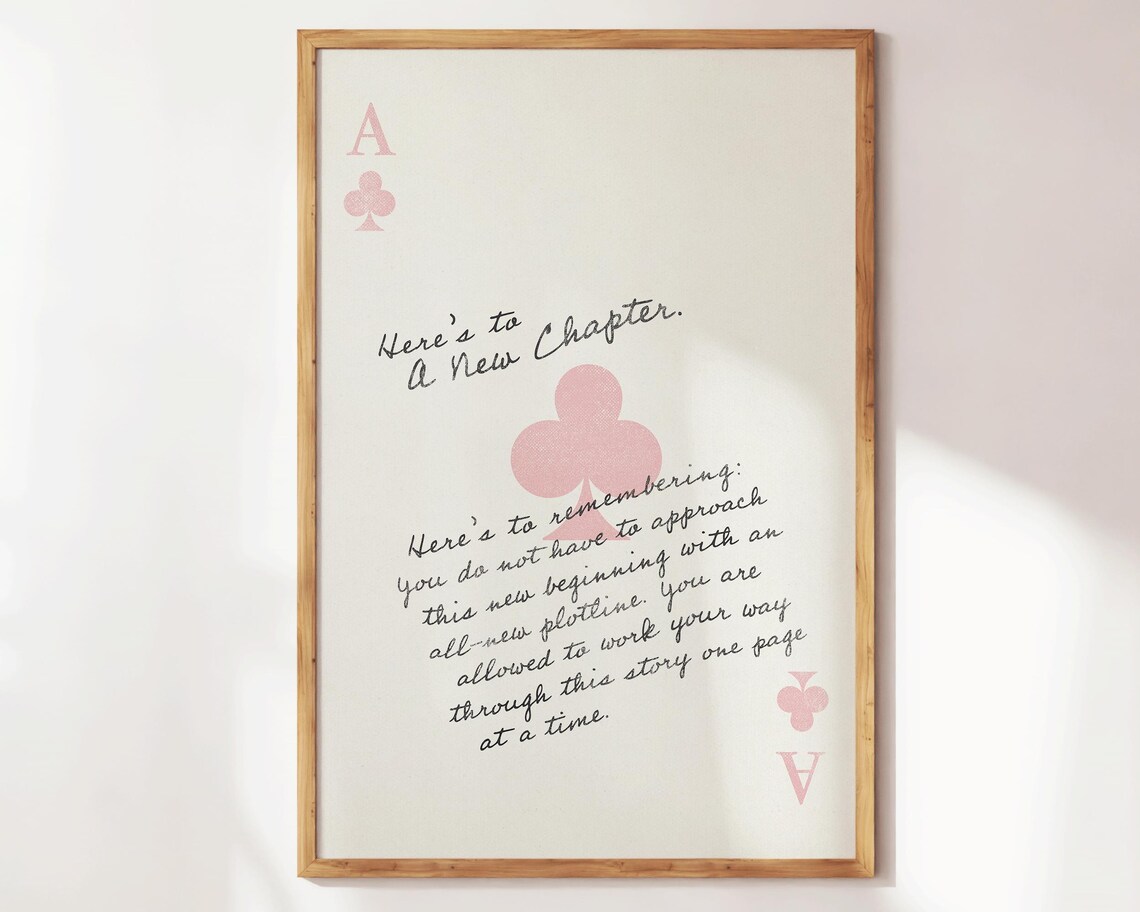 Heres To A New Chapter Pink Ace Of Clubs Affirmation Wall Art Print Poster - Image 3