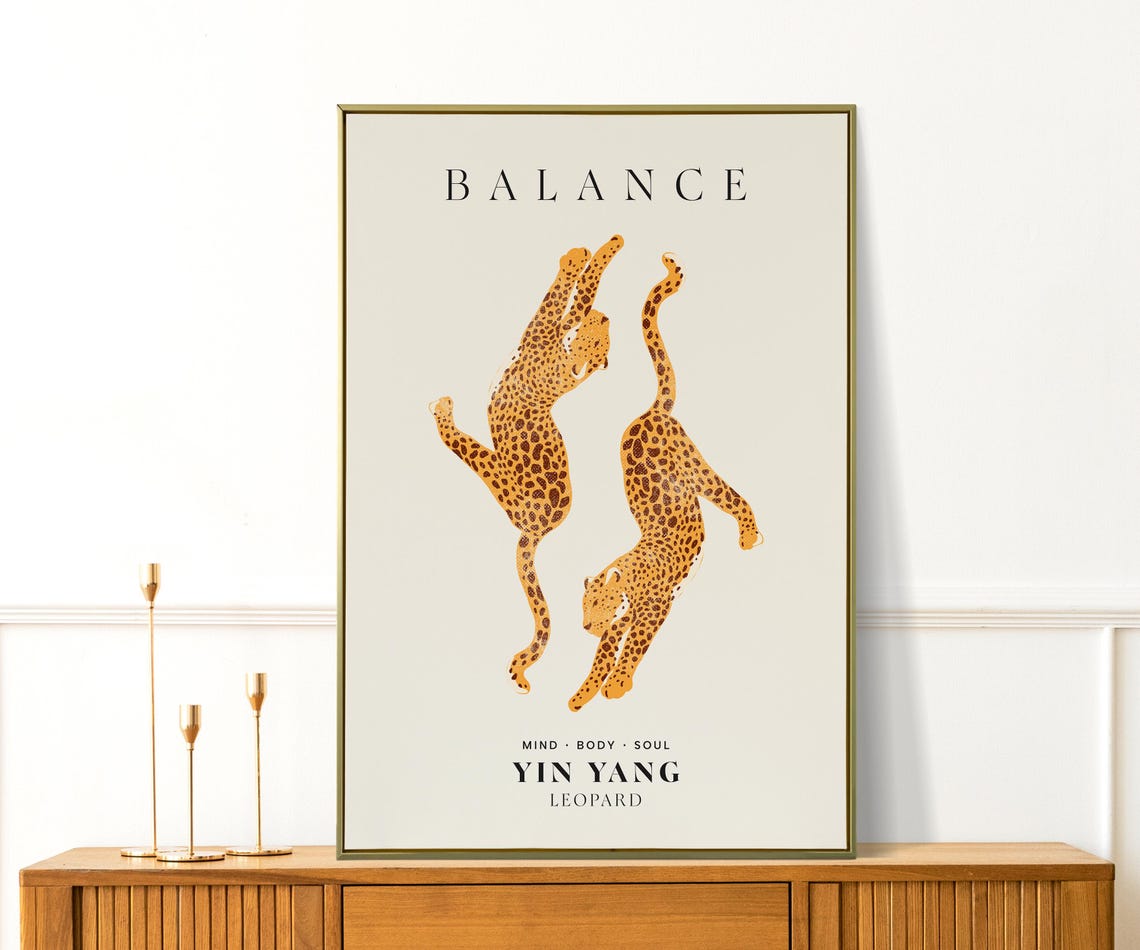 Balance Yin Yang Leopard Pair Mind Body Soul Minimalist Wall Art - Image 4