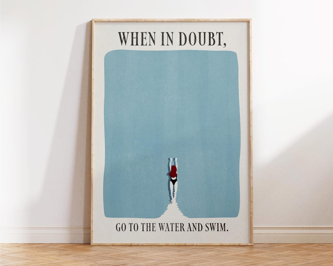 When In Doubt Go To The Water And Swim Blue Ocean Diver Wall Art - Image 4