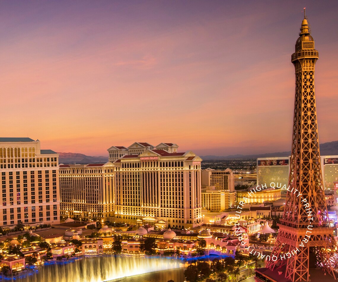 Las Vegas Nevada Strip Sunset Glow Travel Poster Neon City Wall Art - Image 5