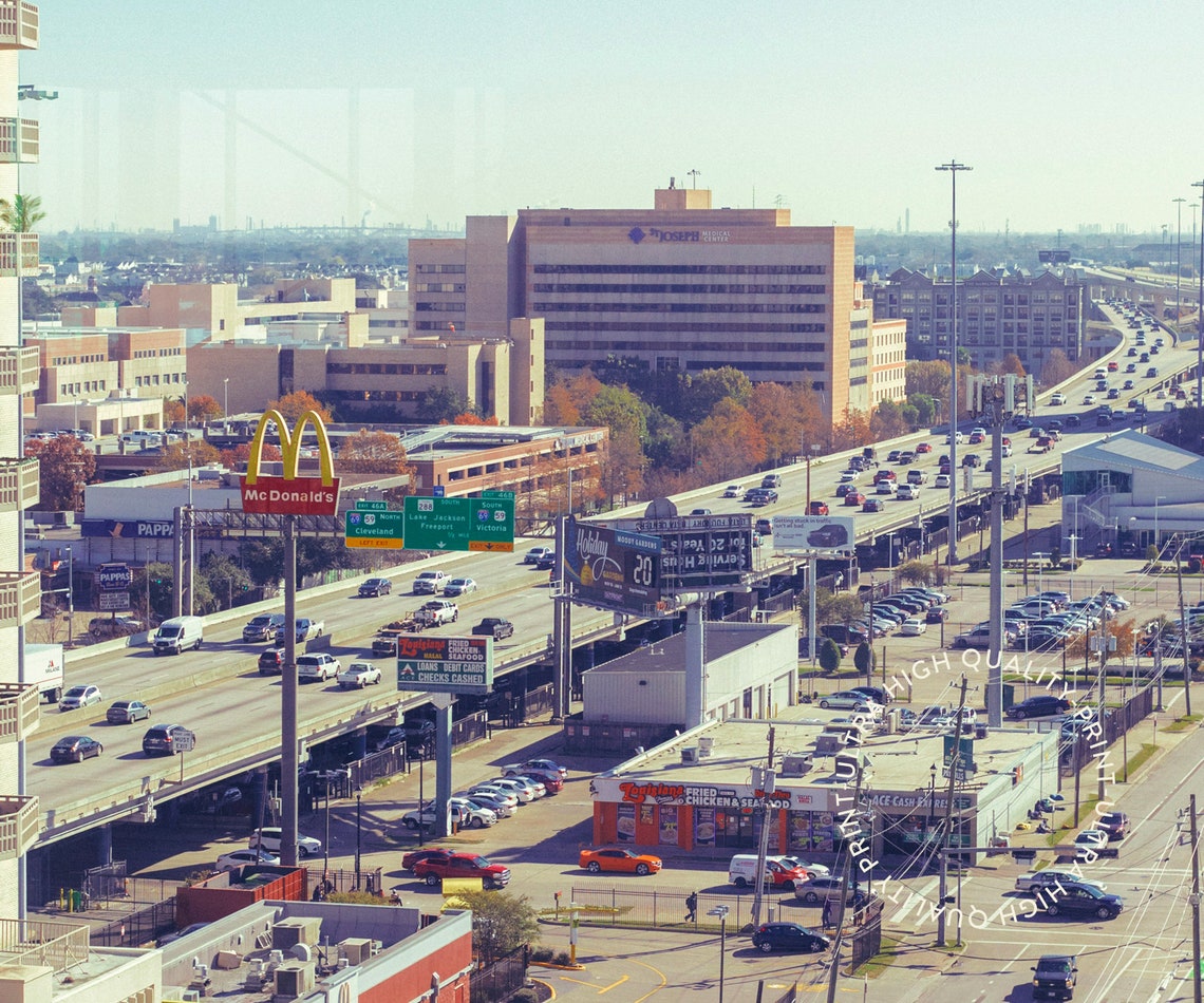 Houston Texas Daytime Freeway City Travel Poster Urban Wall Art Print - Image 5